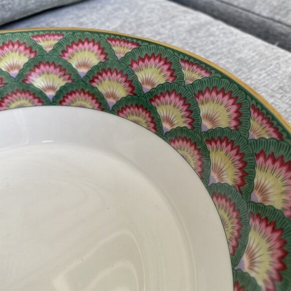 Muirfield Vegetable Serving Bowl Green and Pink Fan Bernardin Kimberly McSparran - Picture 3 of 5